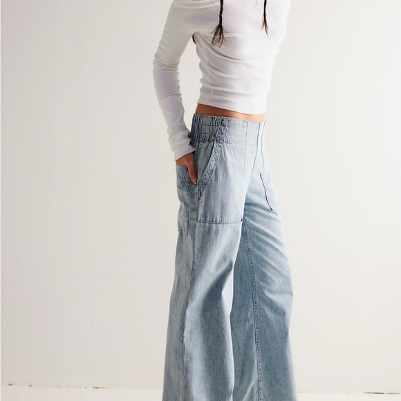 Free People Light Blue Flare Jeans - Picture 3 of 8